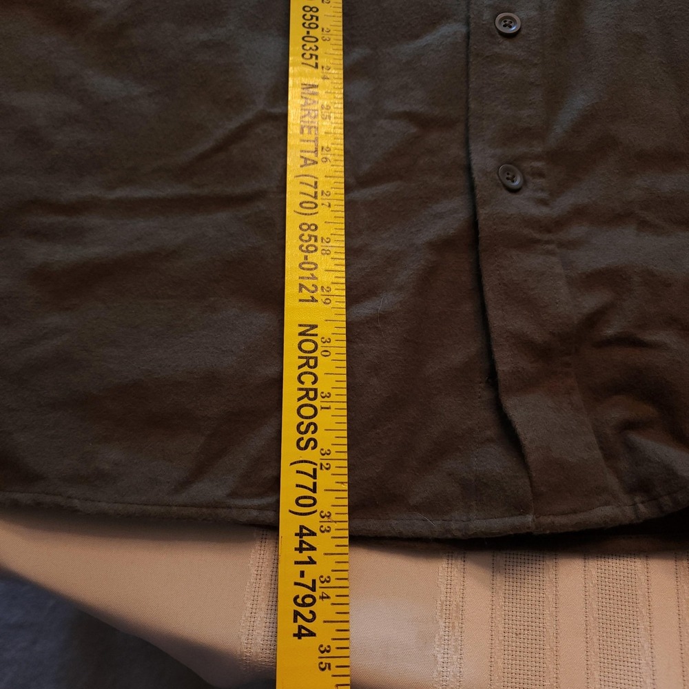 LL Bean Mens XL Green Solid Cotton Flannel Long Sleeve Button Up Shirt - Picture 8 of 11